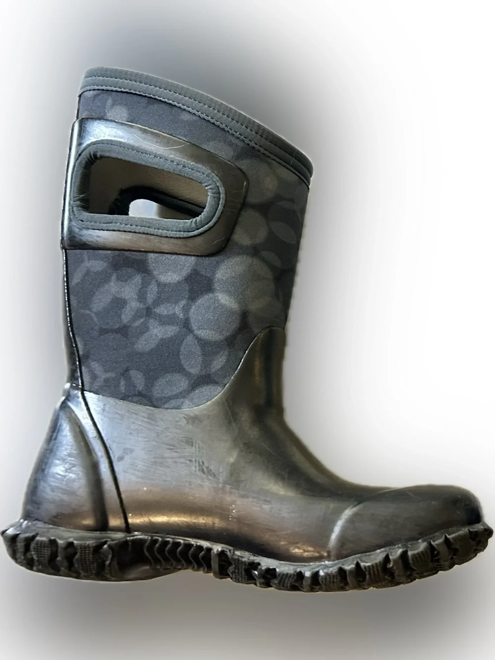 Bogs Kids Black and Gray Waterproof Rain Boots